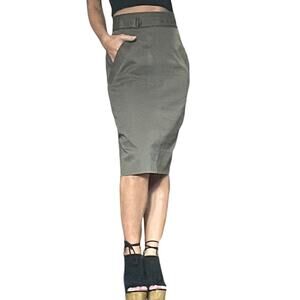 Vintage Salvatore FERRAGAMO Belted Military Skirt UTILITY Sz 12 (Runs Small)
